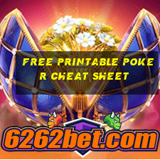 free printable poker cheat sheet