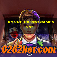 online casino games list